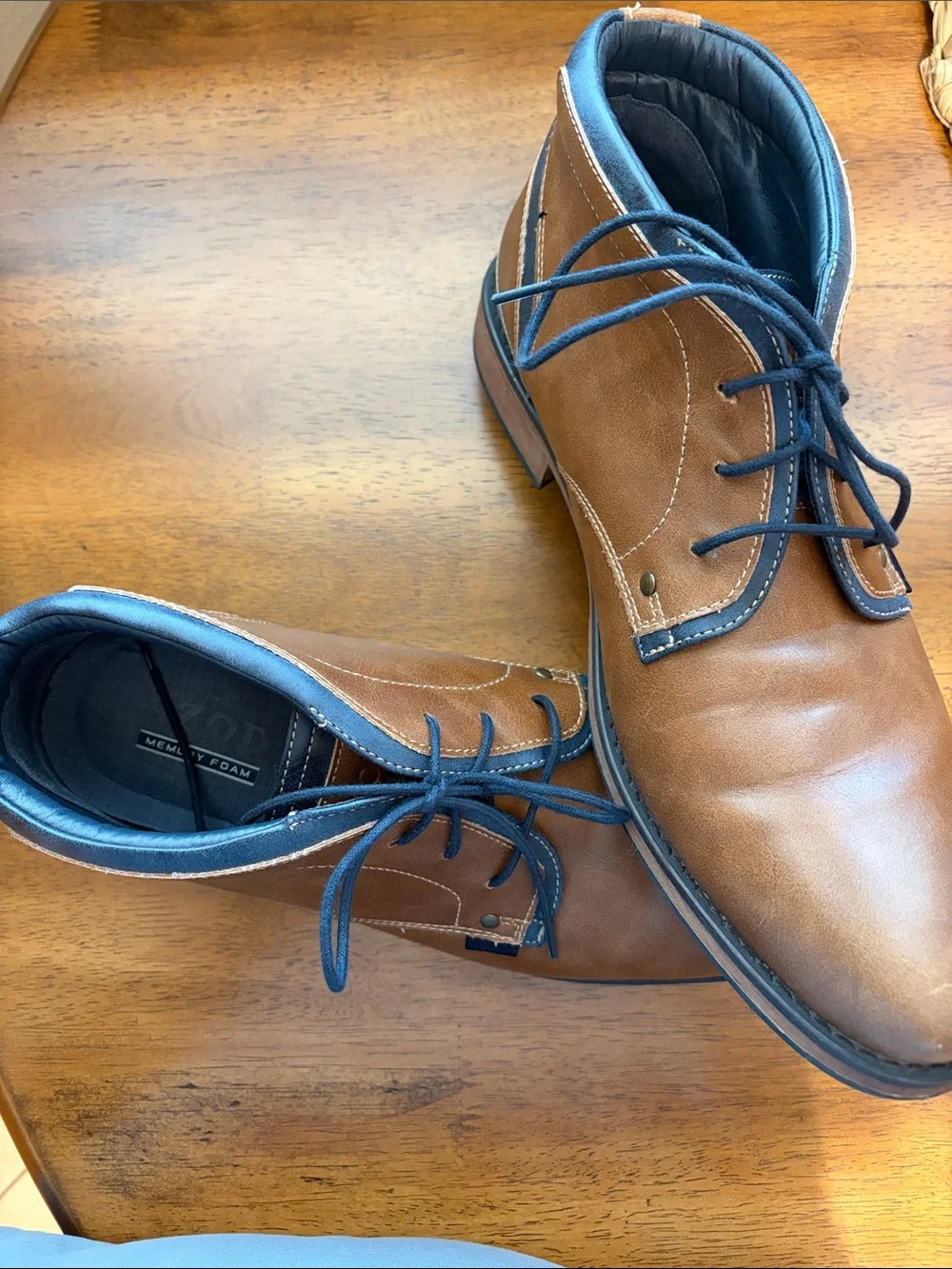 Izod Men's Brown Chukka Boots with Blue Trim